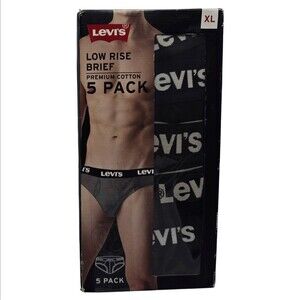 NEW Levi's Low Rise Briefs Cotton Underwear 5-Pack  XL XLarge Men's Black NWT